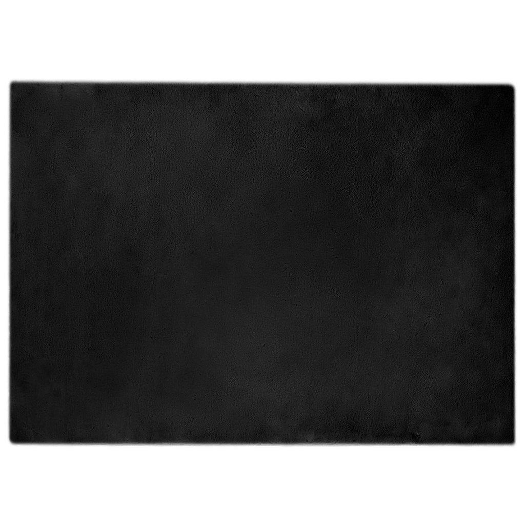 Rutschfester Teppich aus Kunstkaninchenfell OLITE Schwarz