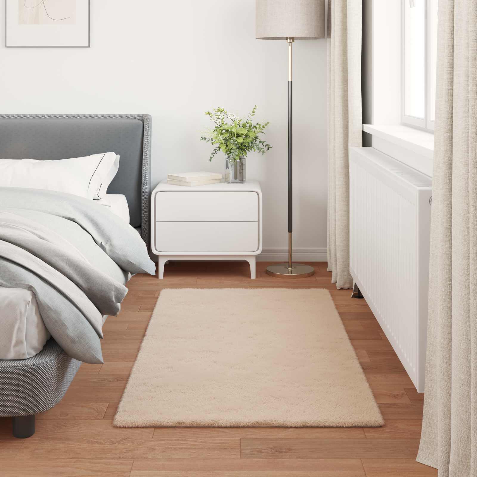 Rutschfester Teppich aus Kunstkaninchenfell OLITE Taupe