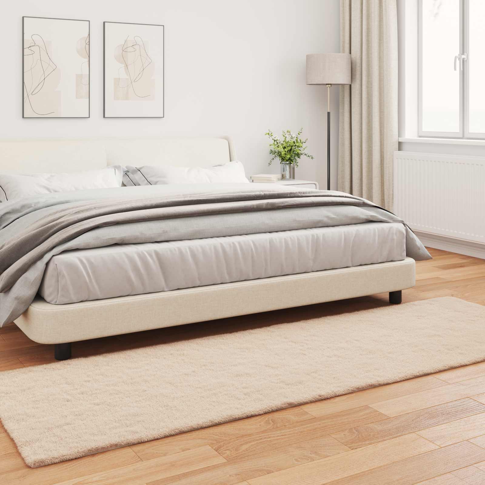 Rutschfester Teppich aus Kunstkaninchenfell OLITE Taupe