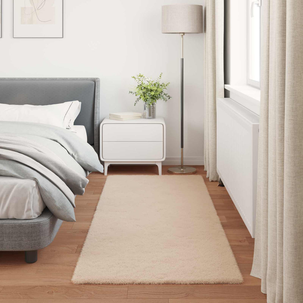Rutschfester Teppich aus Kunstkaninchenfell OLITE Taupe
