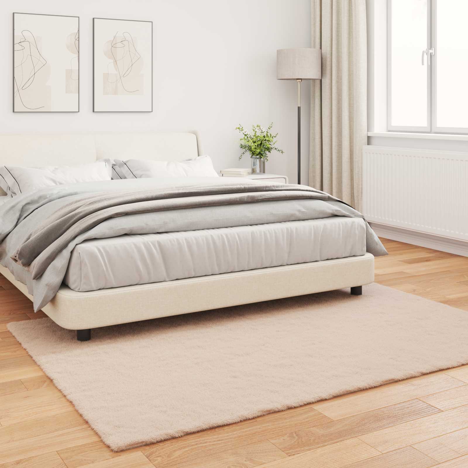 Rutschfester Teppich aus Kunstkaninchenfell OLITE Taupe