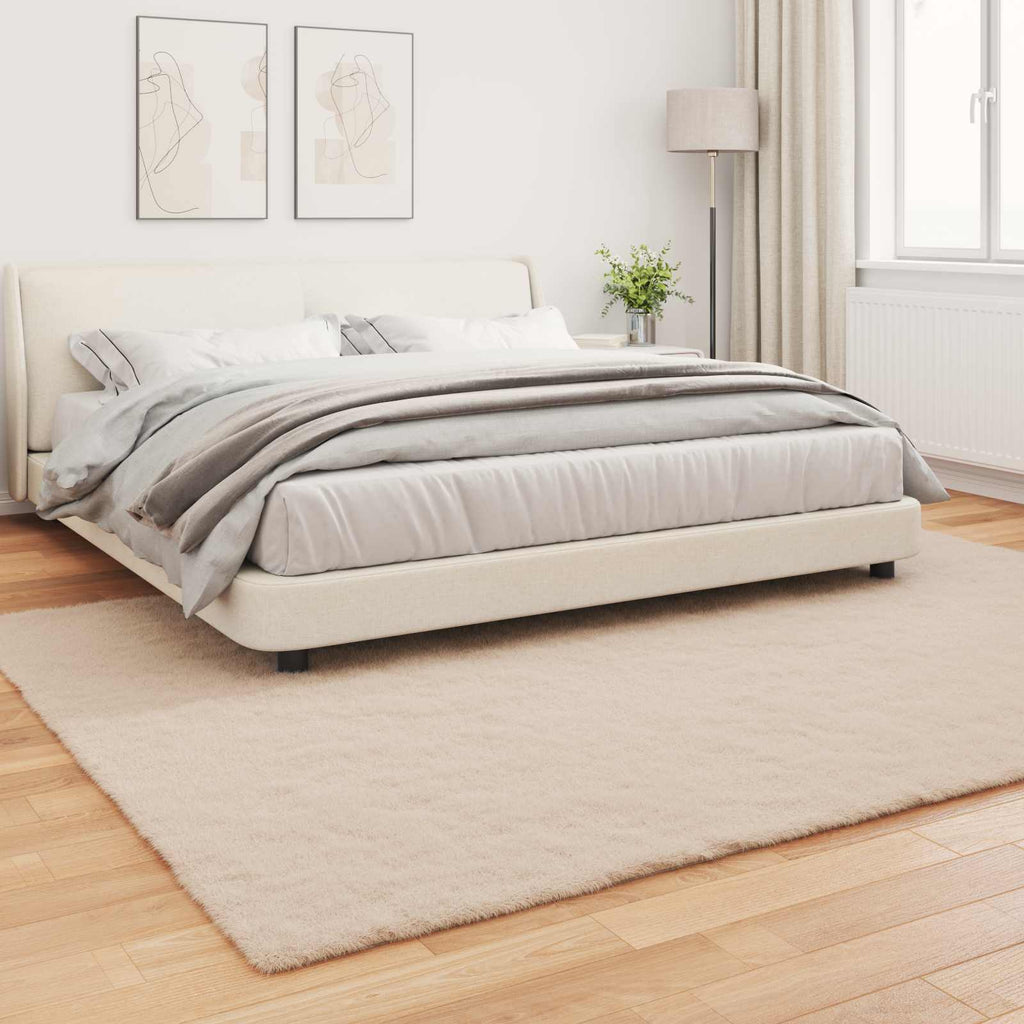 Rutschfester Teppich aus Kunstkaninchenfell OLITE Taupe