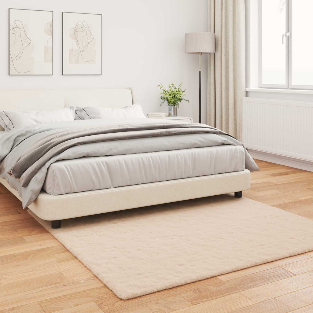 Rutschfester Teppich aus Kunstkaninchenfell OLITE Taupe