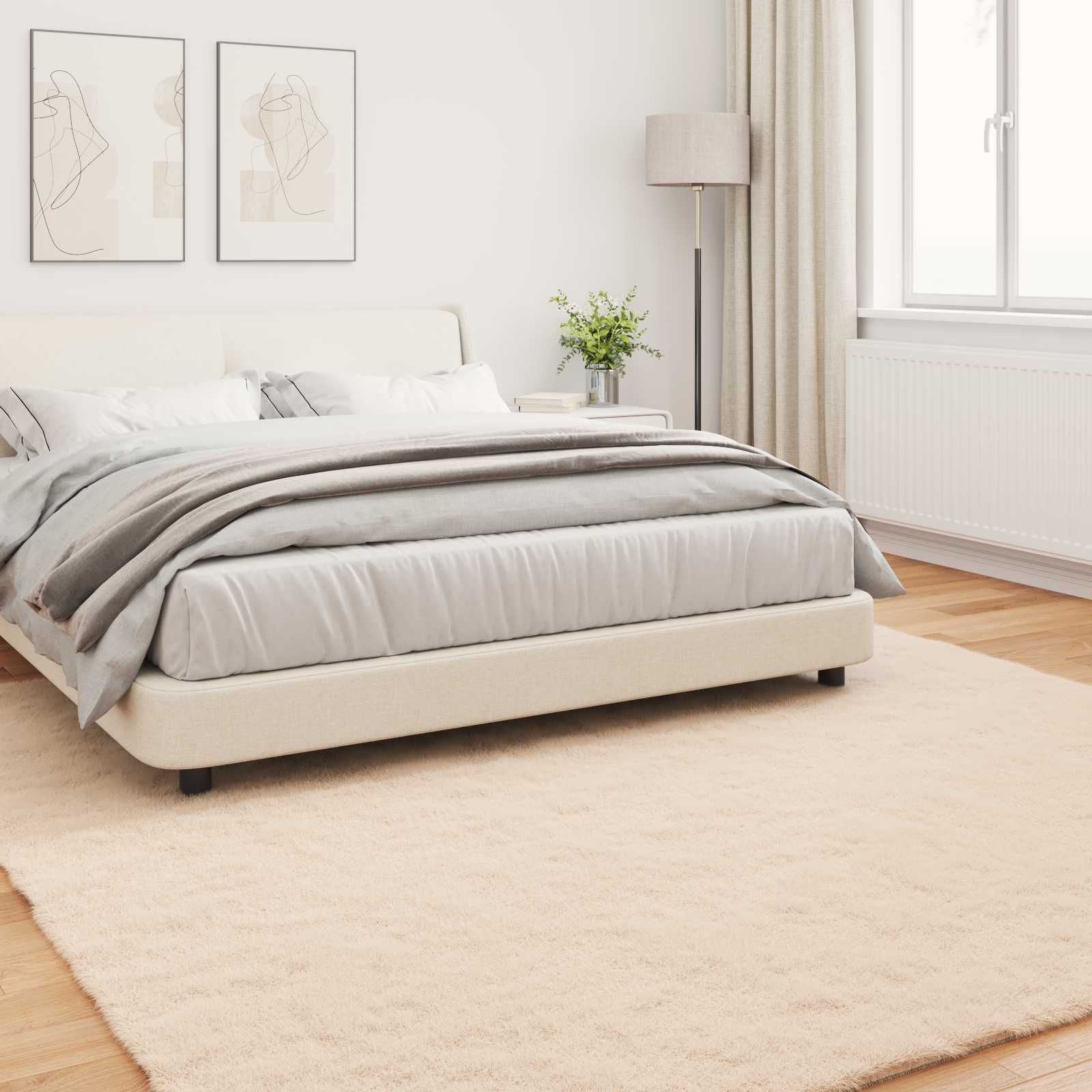 Rutschfester Teppich aus Kunstkaninchenfell OLITE Taupe