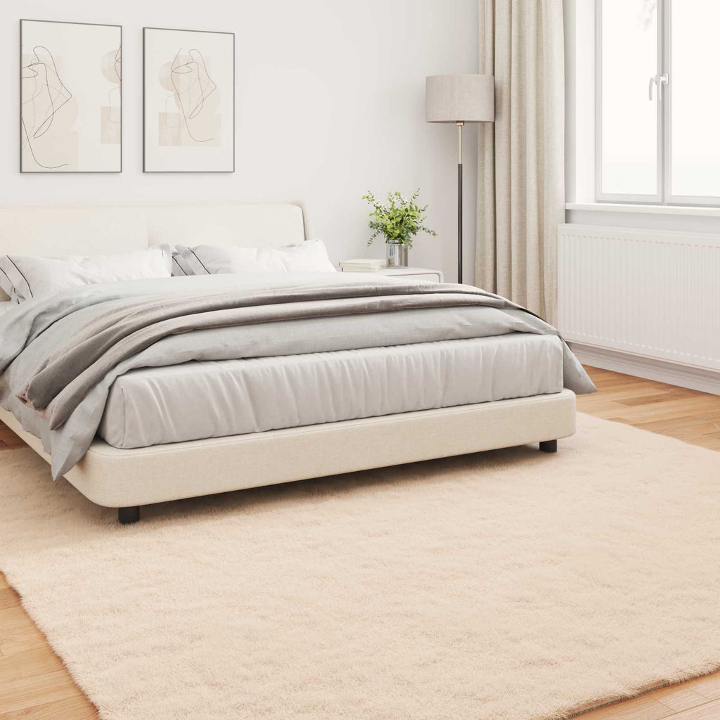 Rutschfester Teppich aus Kunstkaninchenfell OLITE Taupe