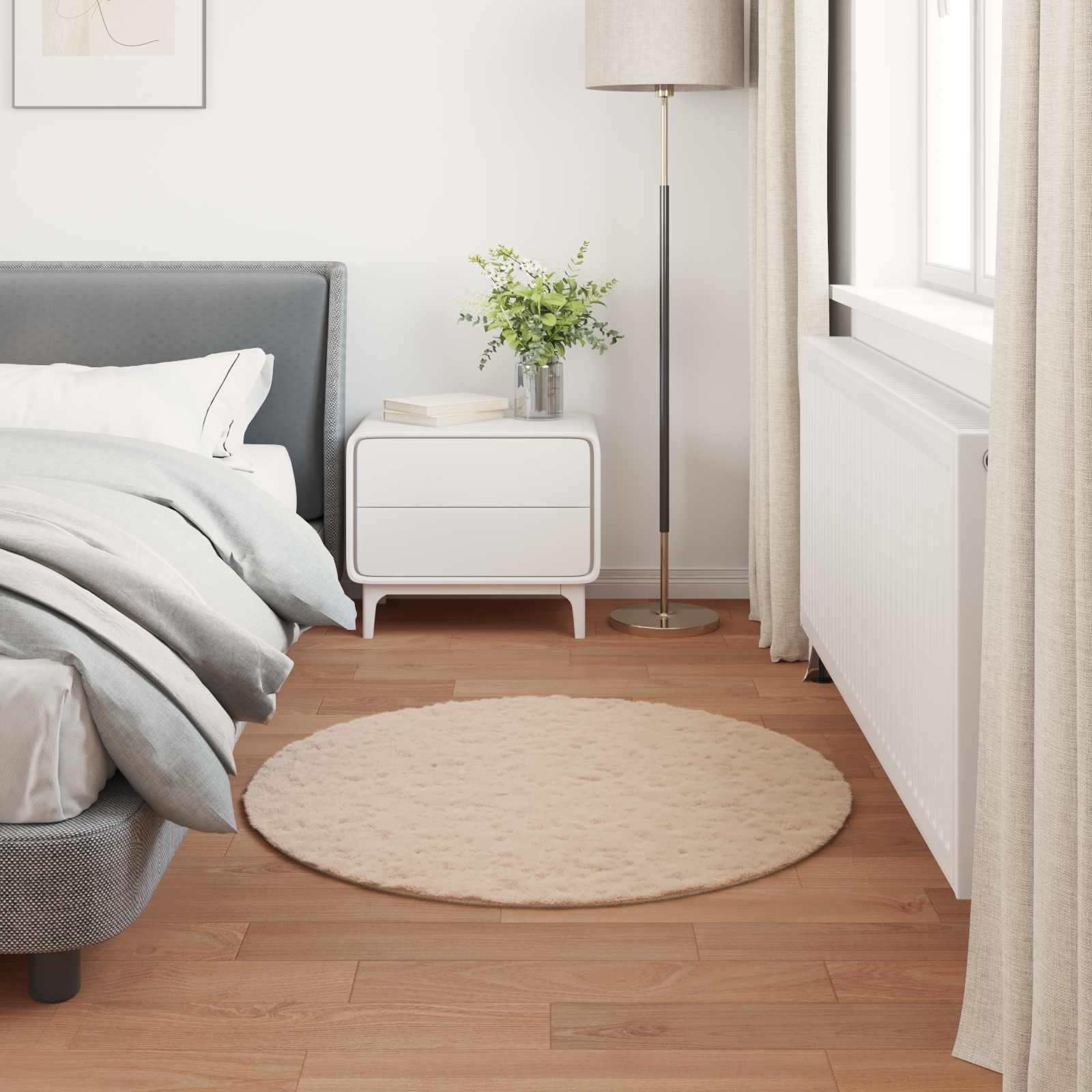 Rutschfester Teppich aus Kunstkaninchenfell OLITE Taupe