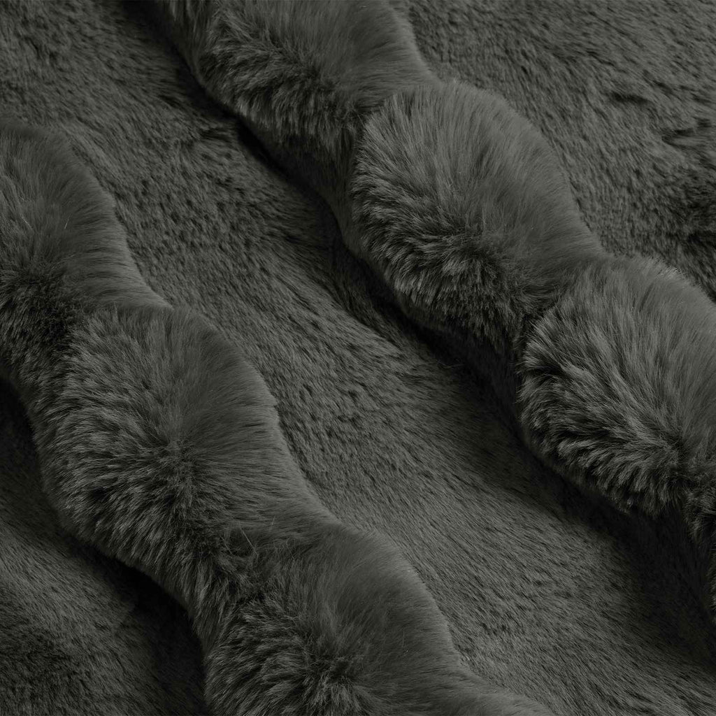 Rutschfeste Decke aus Kunstkaninchenfell Olite 4 pcs Dunkelgrau