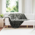 Rutschfeste Decke aus Kunstkaninchenfell Olite 4 pcs Dunkelgrau