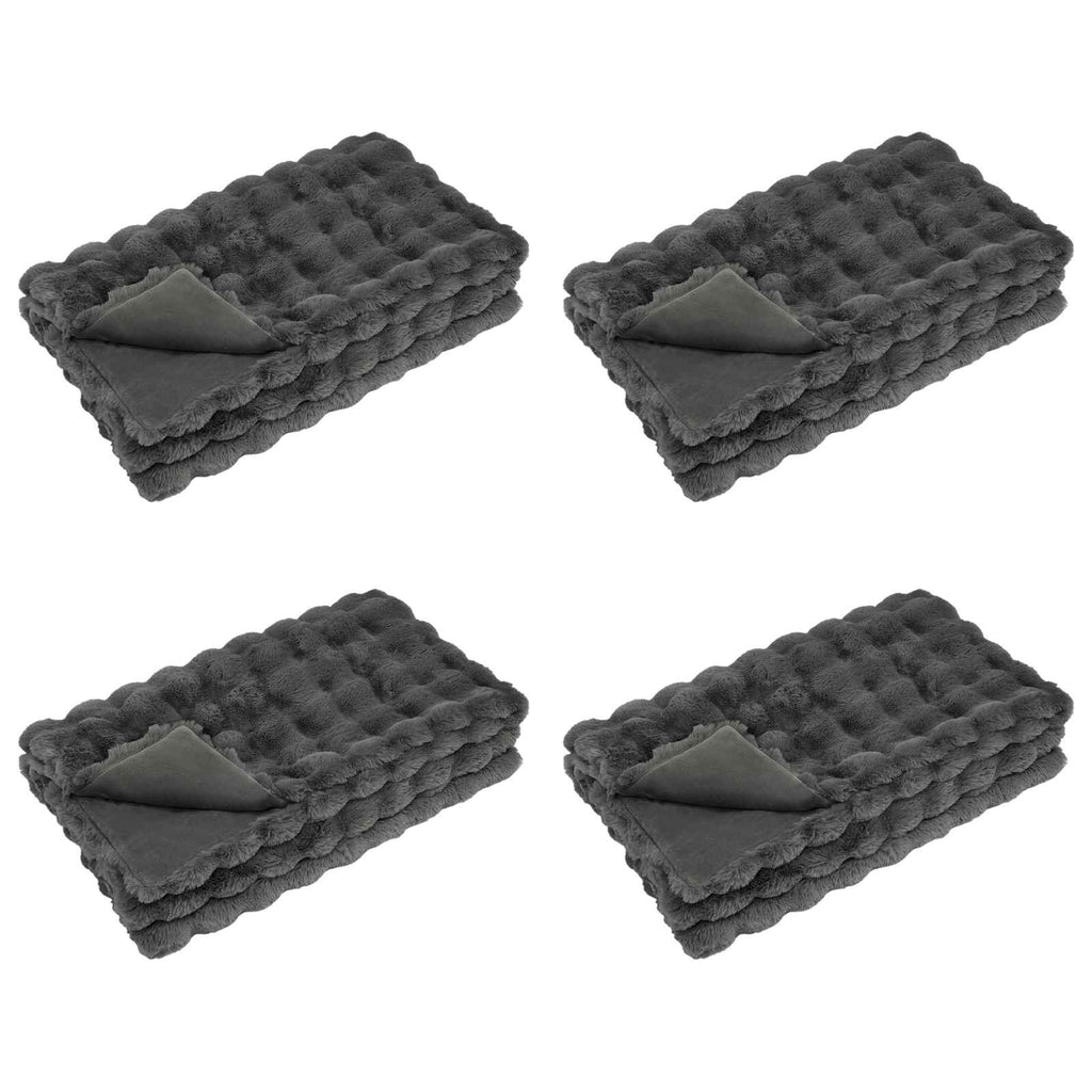 Rutschfeste Decke aus Kunstkaninchenfell Olite 4 pcs Dunkelgrau