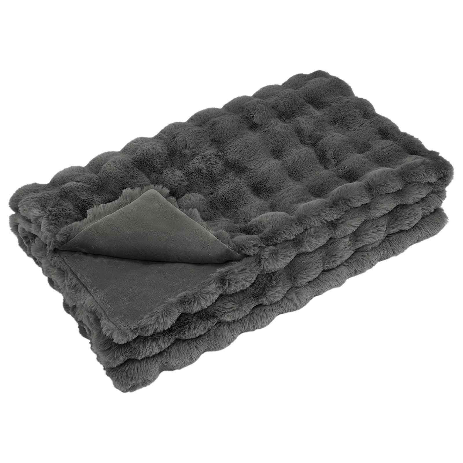 Rutschfeste Decke aus Kunstkaninchenfell Olite 4 pcs Dunkelgrau