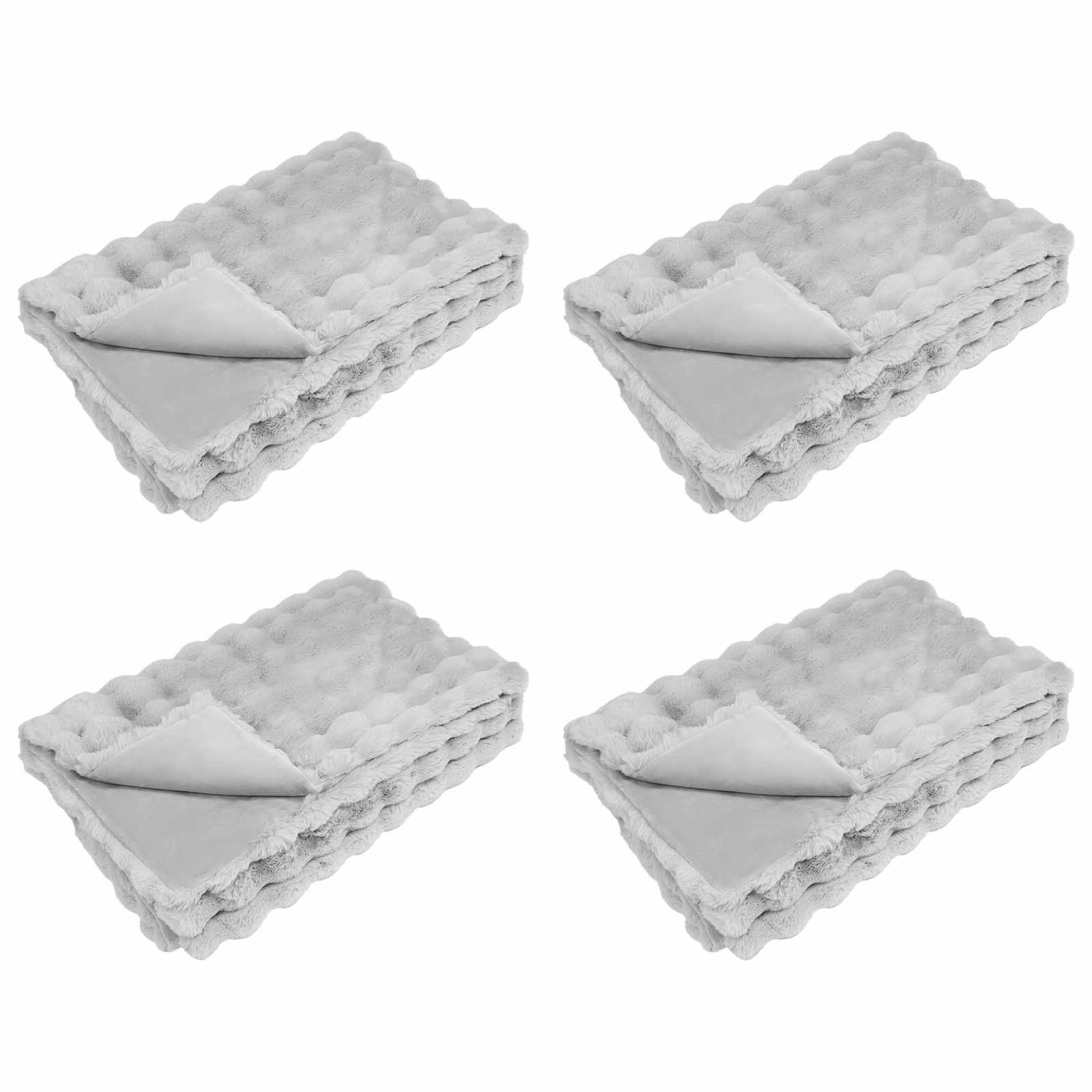 Rutschfeste Decke aus Kunstkaninchenfell Olite 4 pcs Grau