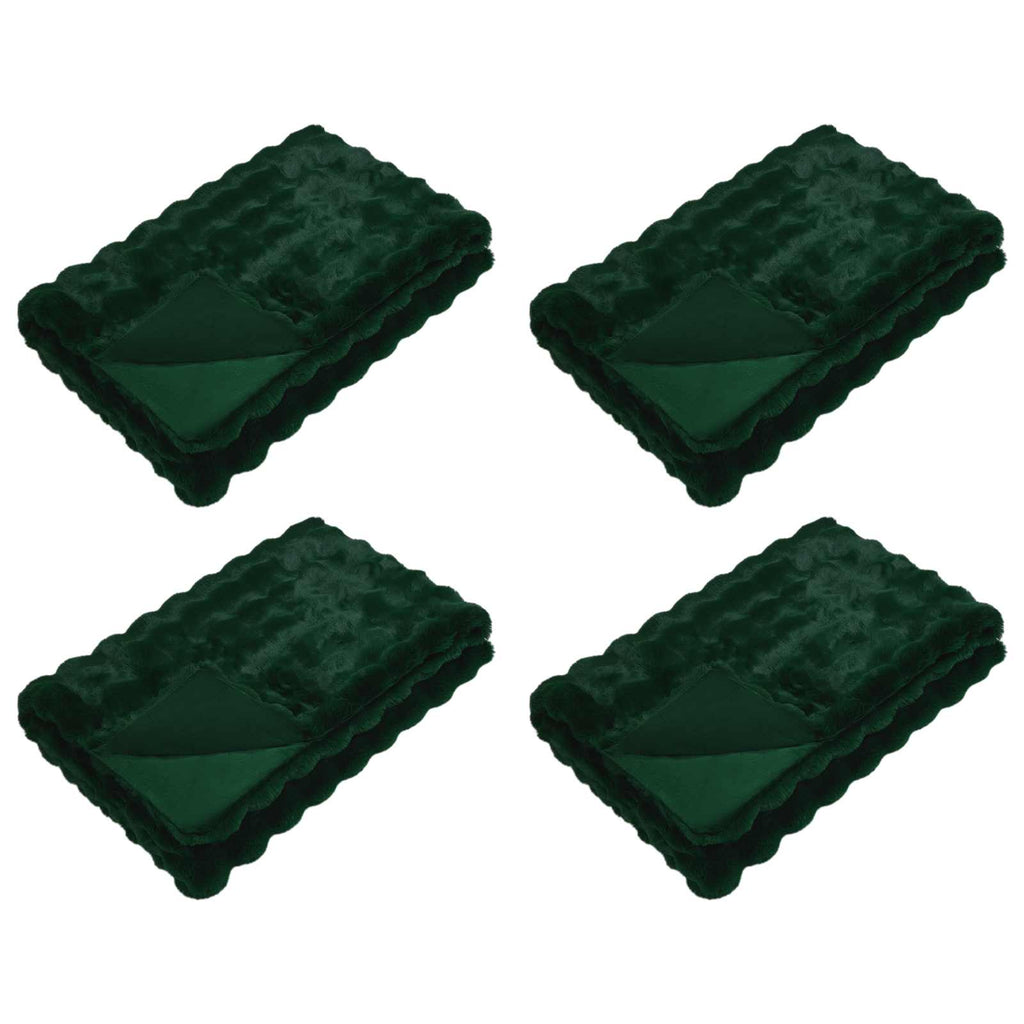 Rutschfeste Decke aus Kunstkaninchenfell Olite 4 pcs Dunkelgrün