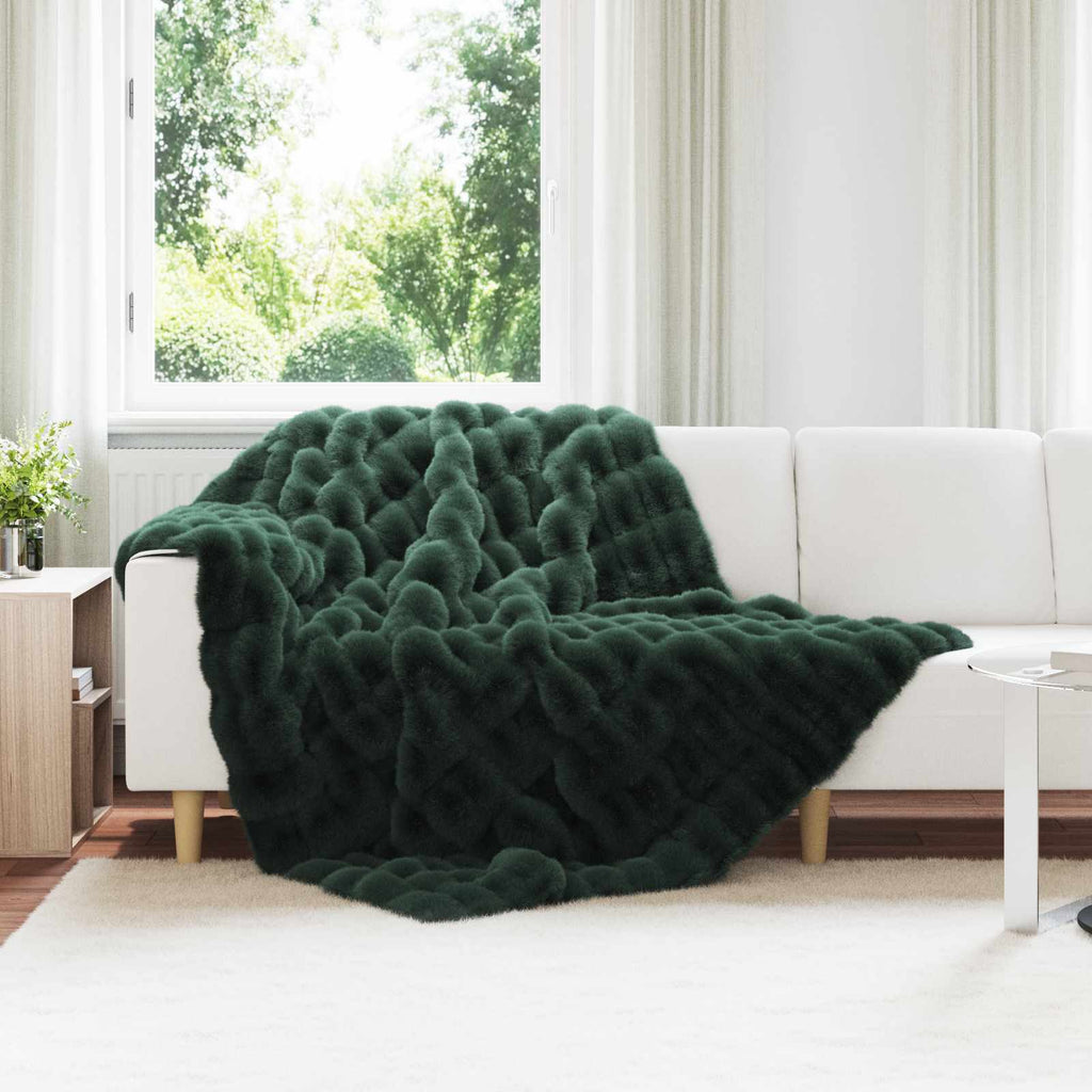 Rutschfeste Decke aus Kunstkaninchenfell Olite 4 pcs Dunkelgrün