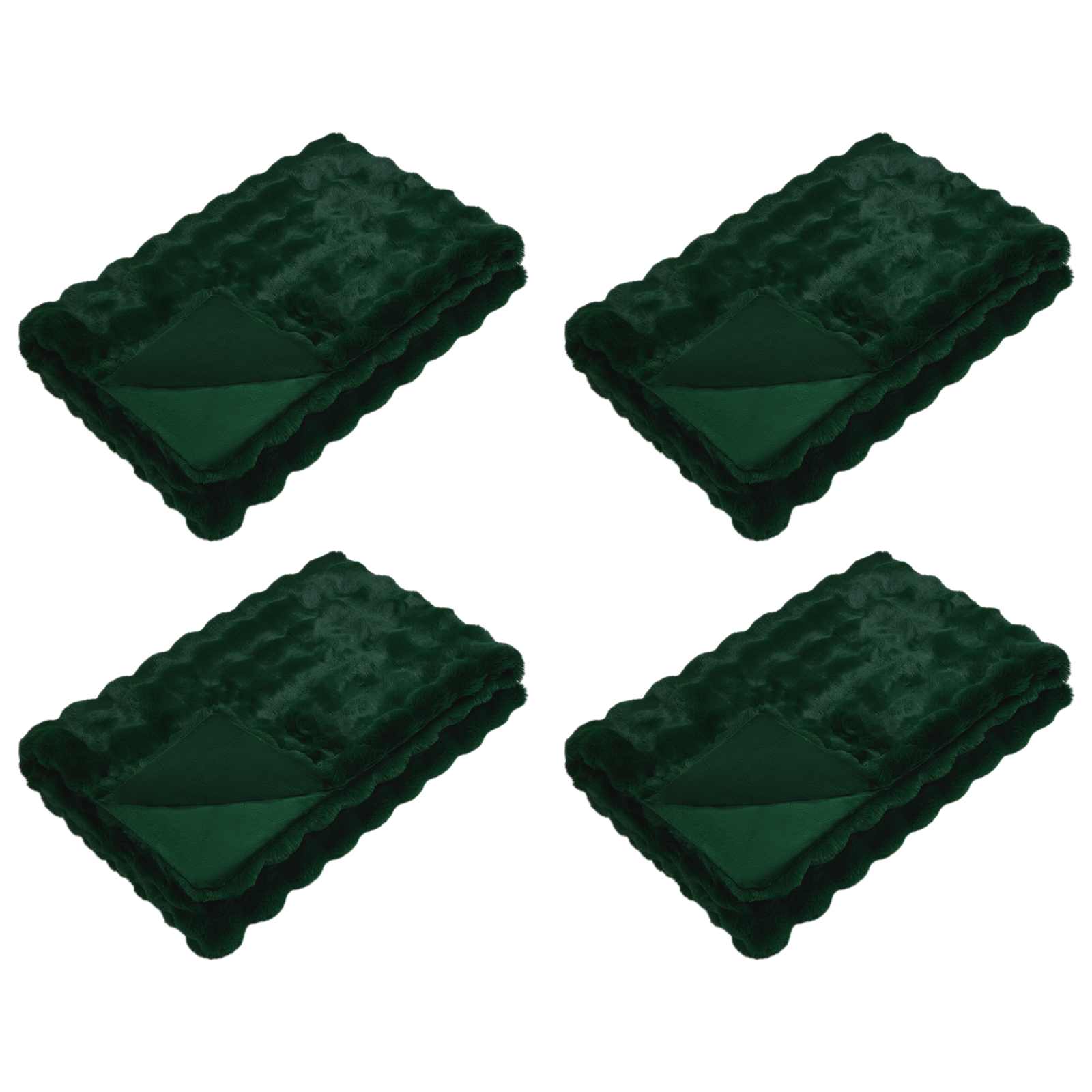 Rutschfeste Decke aus Kunstkaninchenfell Olite 4 pcs Dunkelgrün