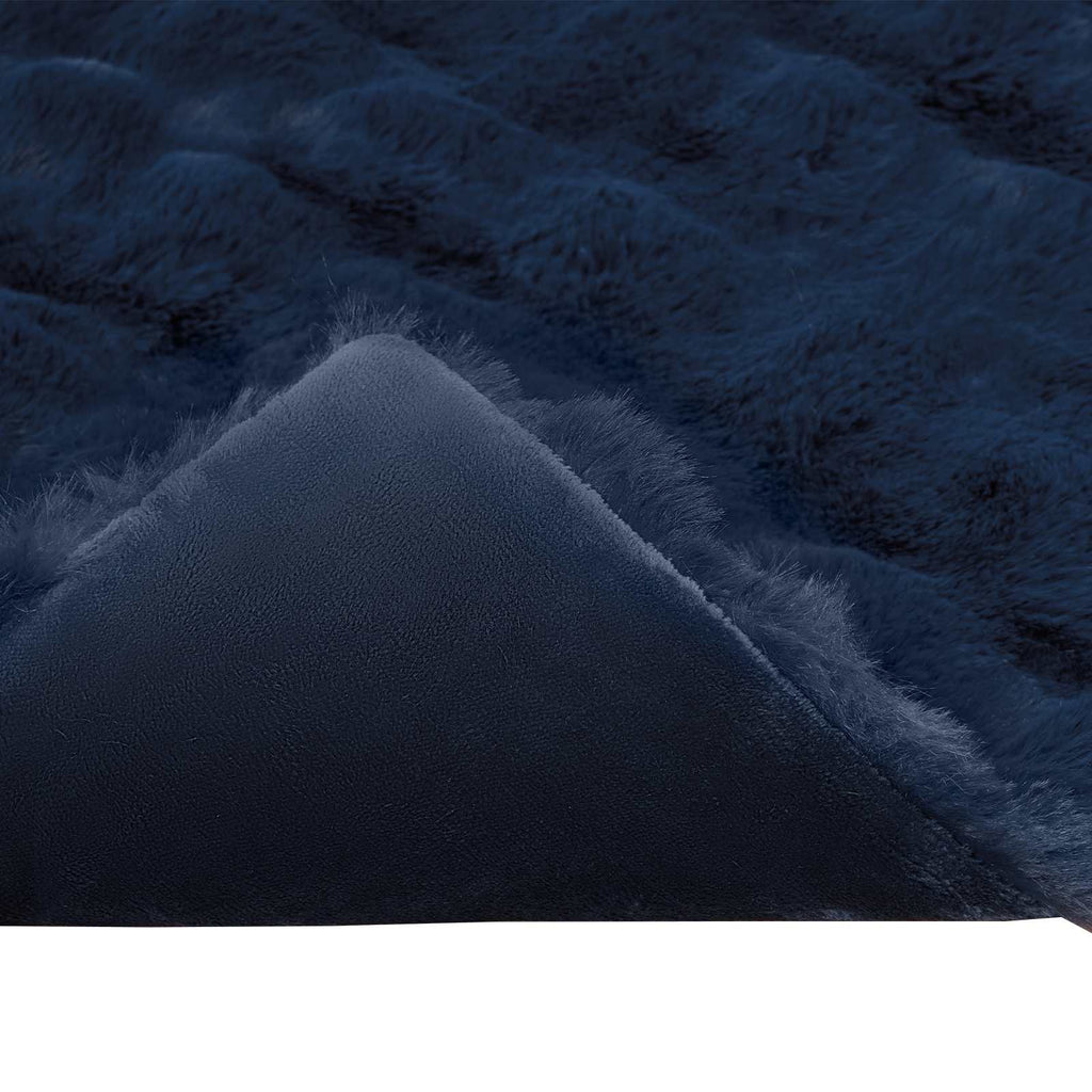 Rutschfeste Decke aus Kunstkaninchenfell Olite Marineblau