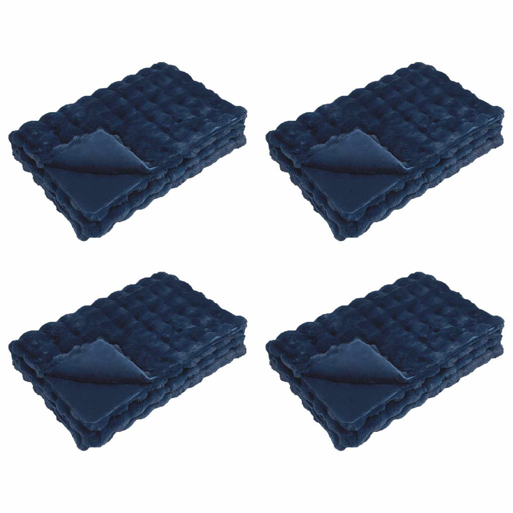 Rutschfeste Decke aus Kunstkaninchenfell Olite 4 pcs Marineblau