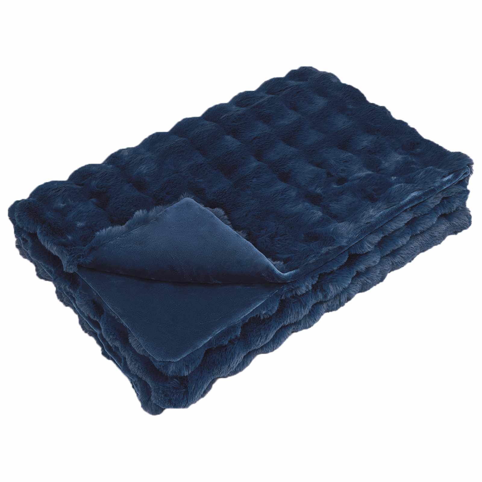 Rutschfeste Decke aus Kunstkaninchenfell Olite 4 pcs Marineblau