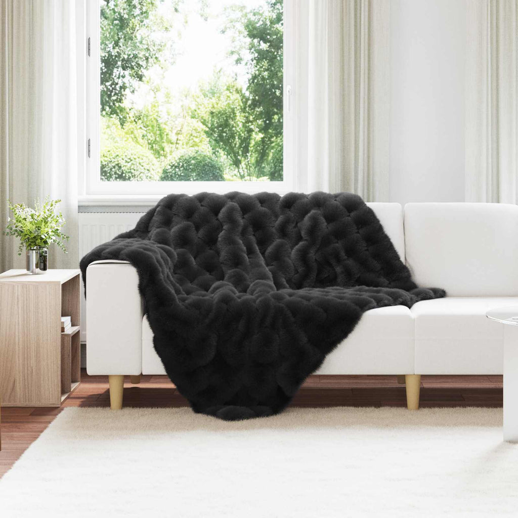 Rutschfeste Decke aus Kunstkaninchenfell Olite Schwarz