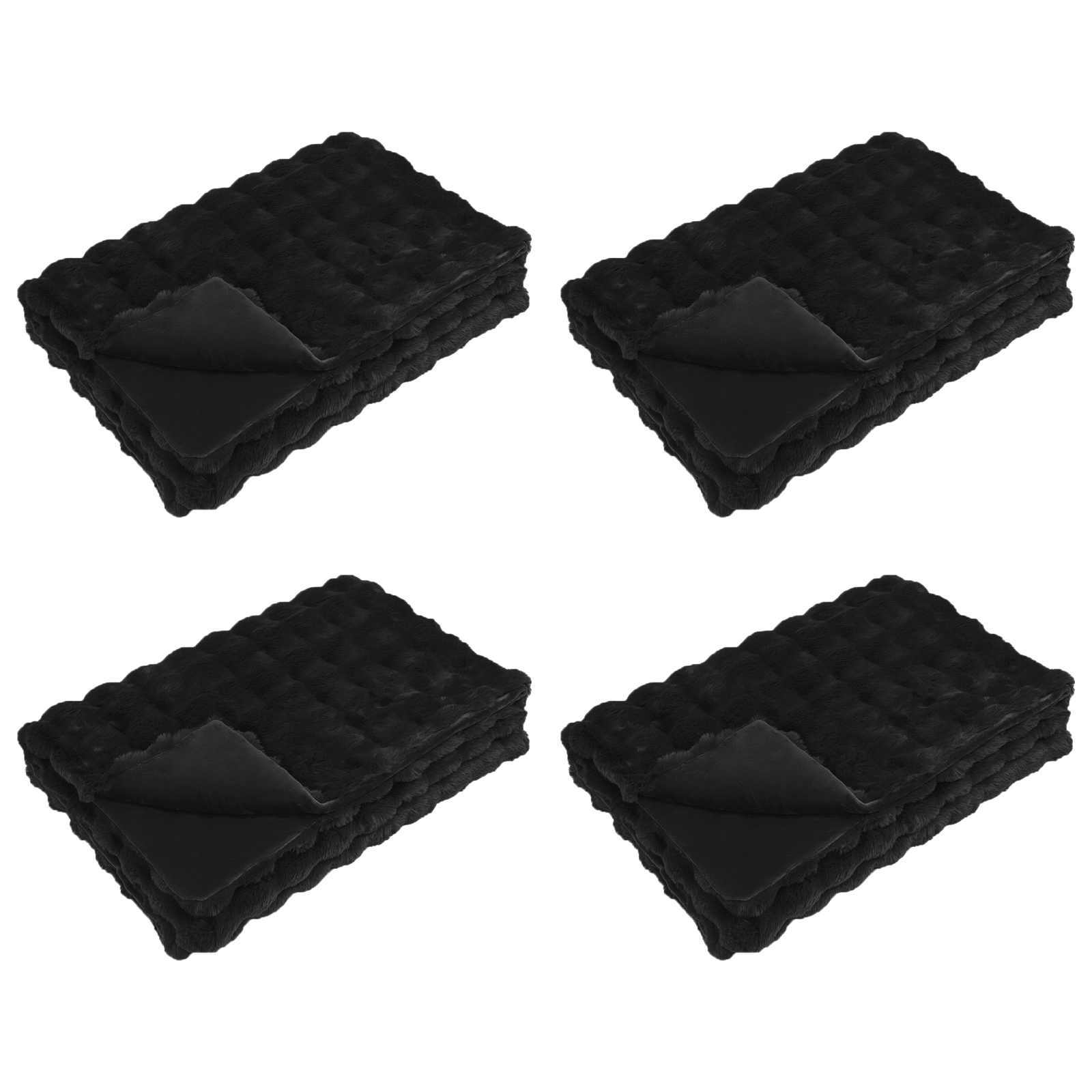 Rutschfeste Decke aus Kunstkaninchenfell Olite 4 pcs Schwarz