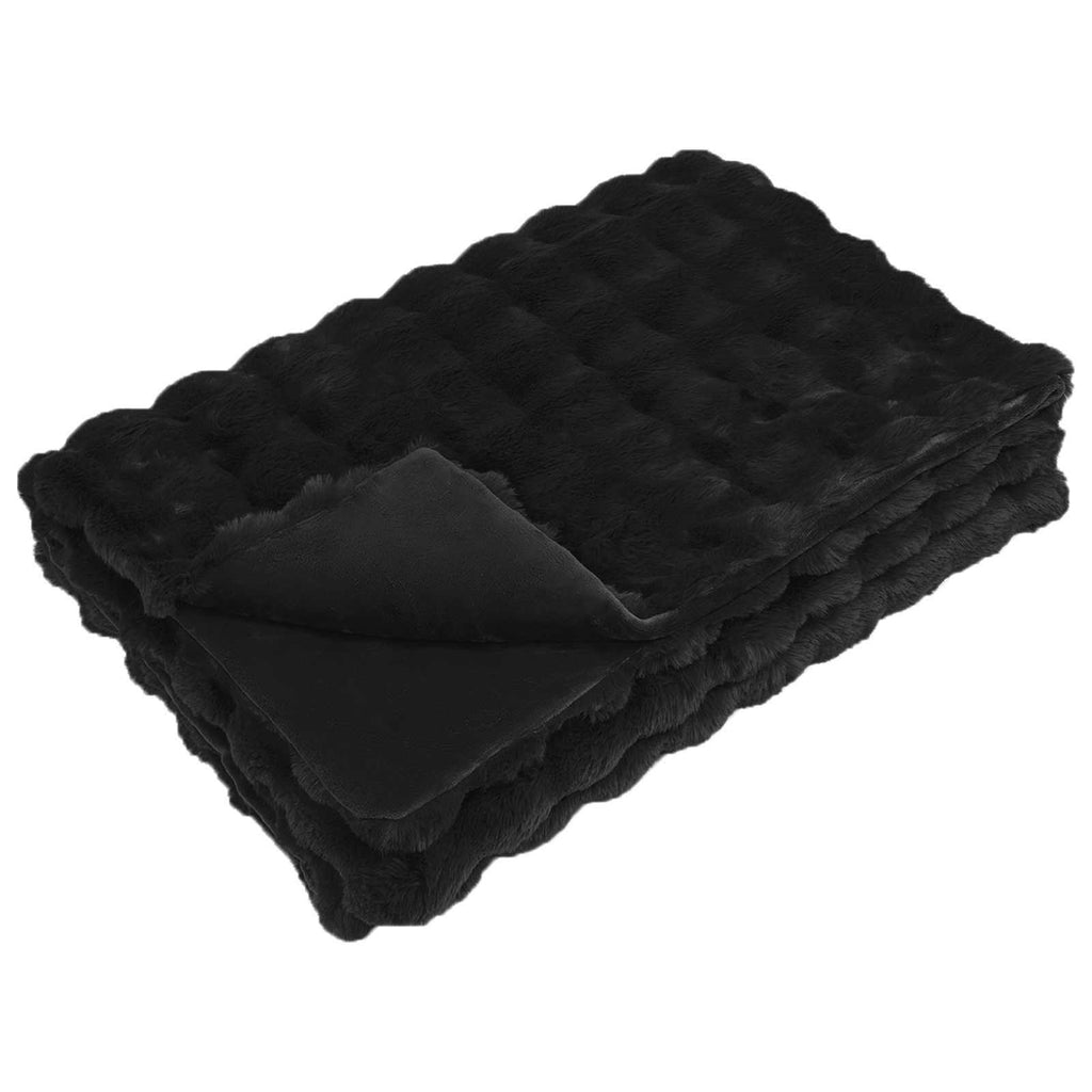 Rutschfeste Decke aus Kunstkaninchenfell Olite 4 pcs Schwarz