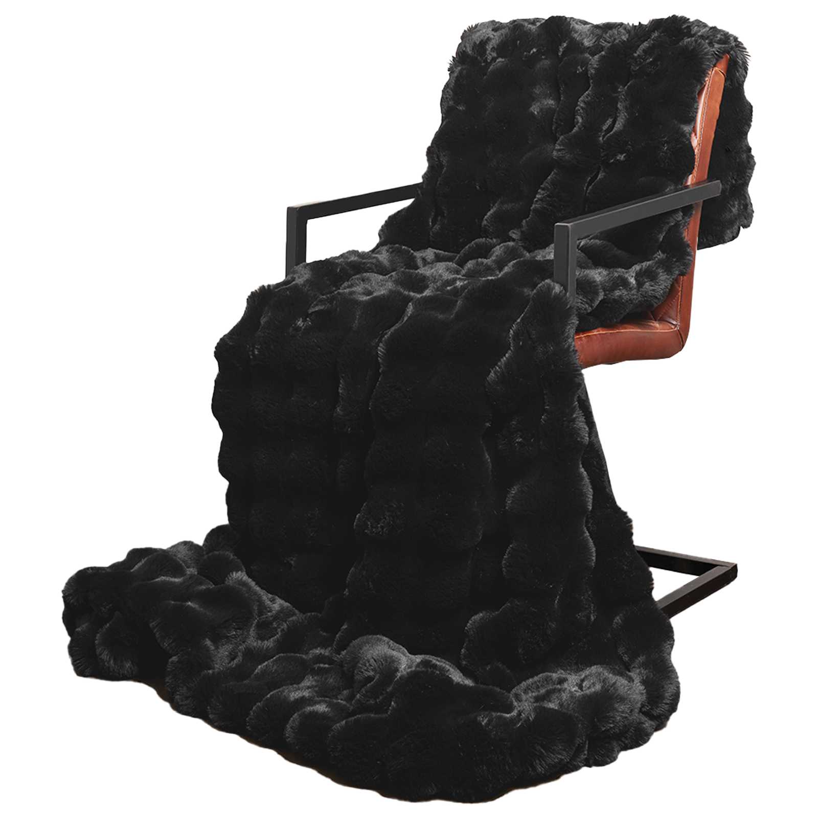 Rutschfeste Decke aus Kunstkaninchenfell Olite 4 pcs Schwarz