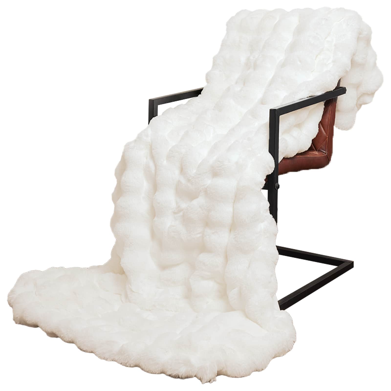 Rutschfeste Decke aus Kunstkaninchenfell Olite 4 pcs Weiß