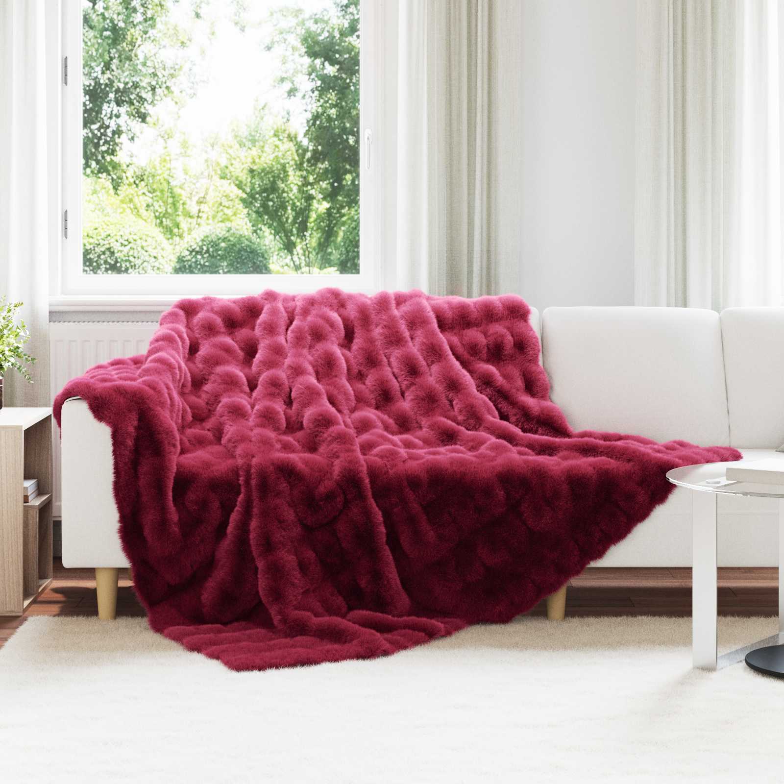 Rutschfeste Decke aus Kunstkaninchenfell Olite 4 pcs Polyester