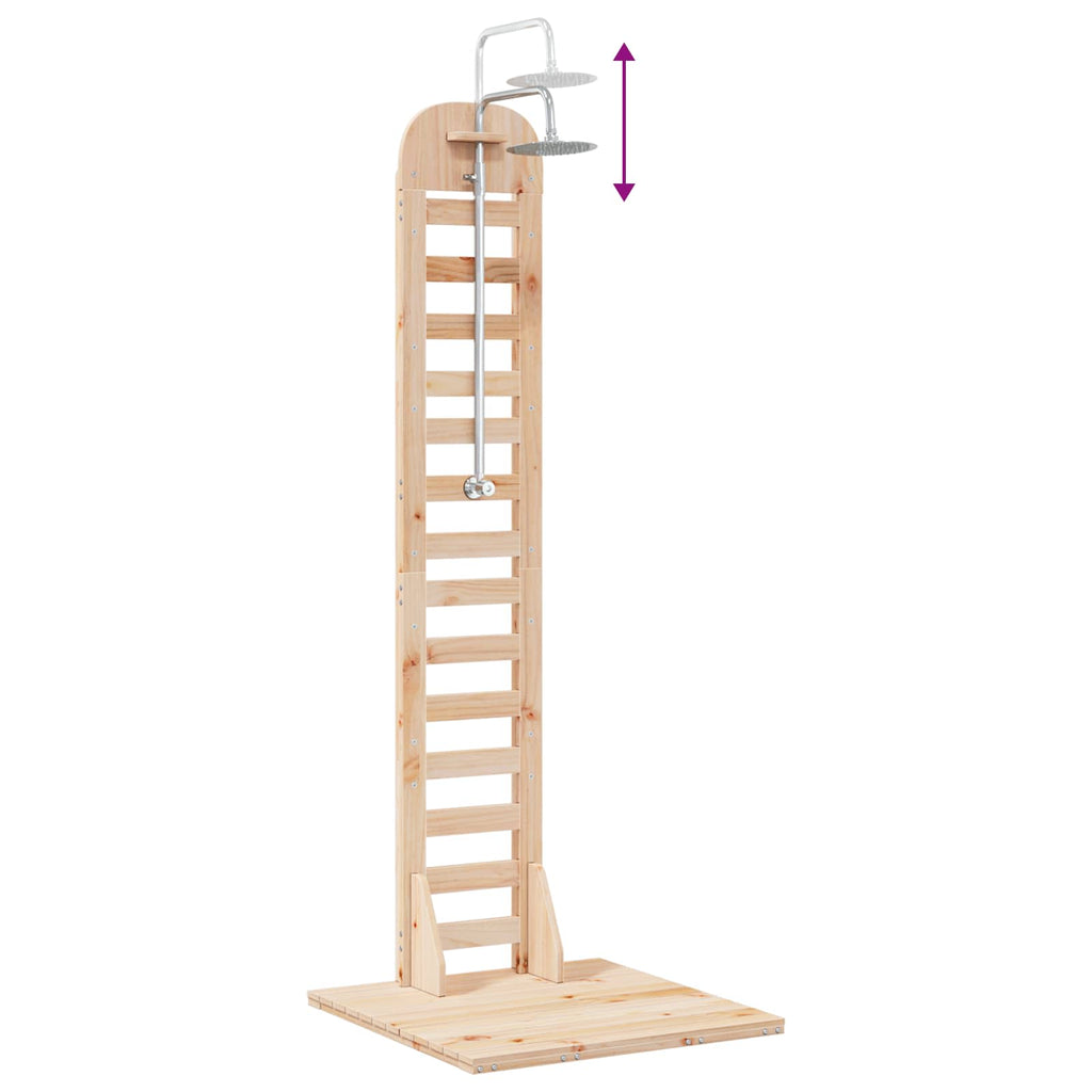 Outdoor-Dusche 223 cm Massivholz Kiefer und Edelstahl Natur
