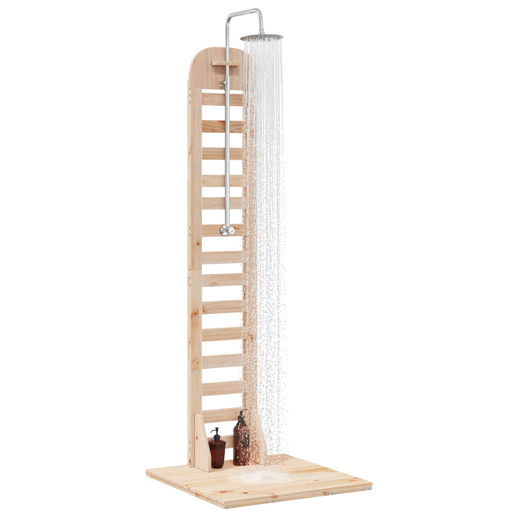 Outdoor-Dusche 223 cm Massivholz Kiefer und Edelstahl Natur