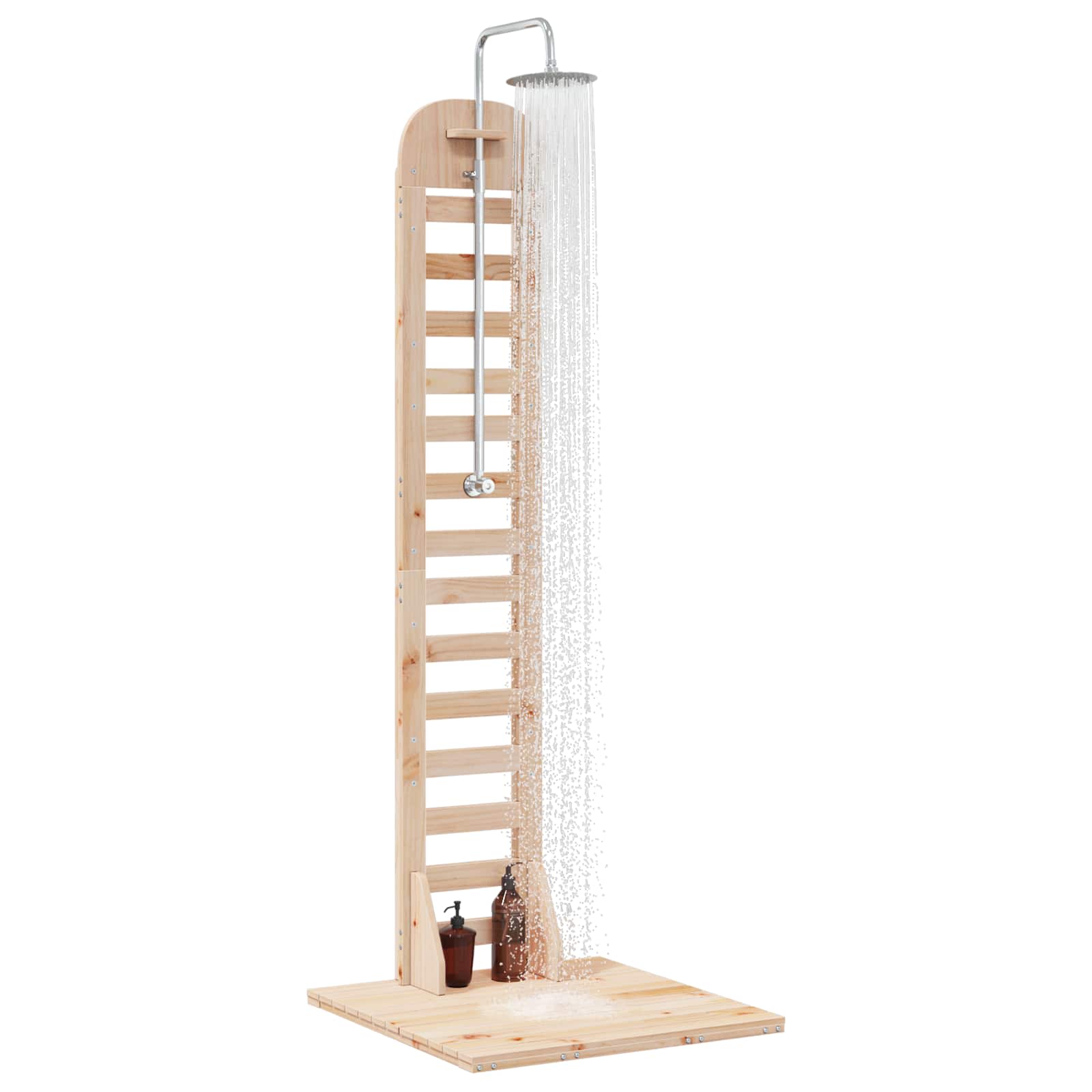 Outdoor-Dusche 223 cm Massivholz Kiefer und Edelstahl Natur