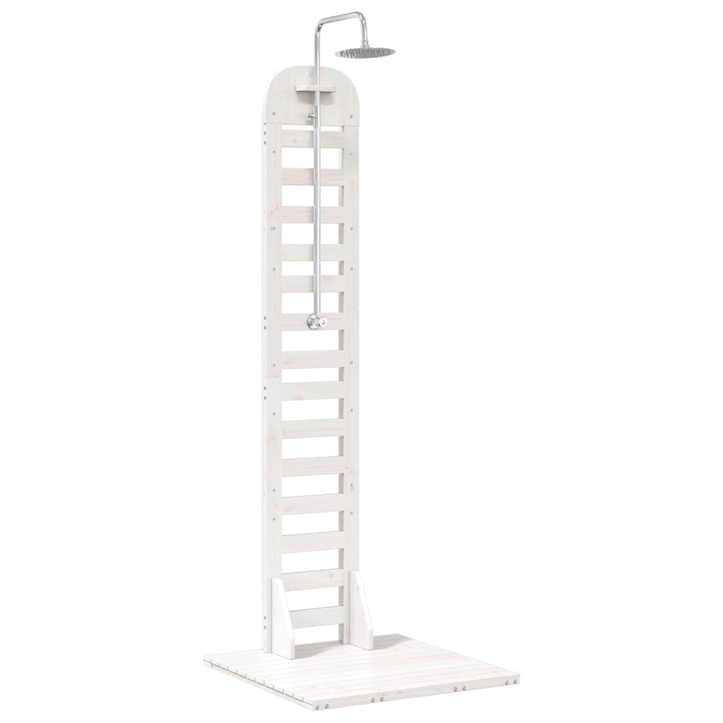 Outdoor-Dusche 223 cm Massivholz Kiefer und Edelstahl Weiß