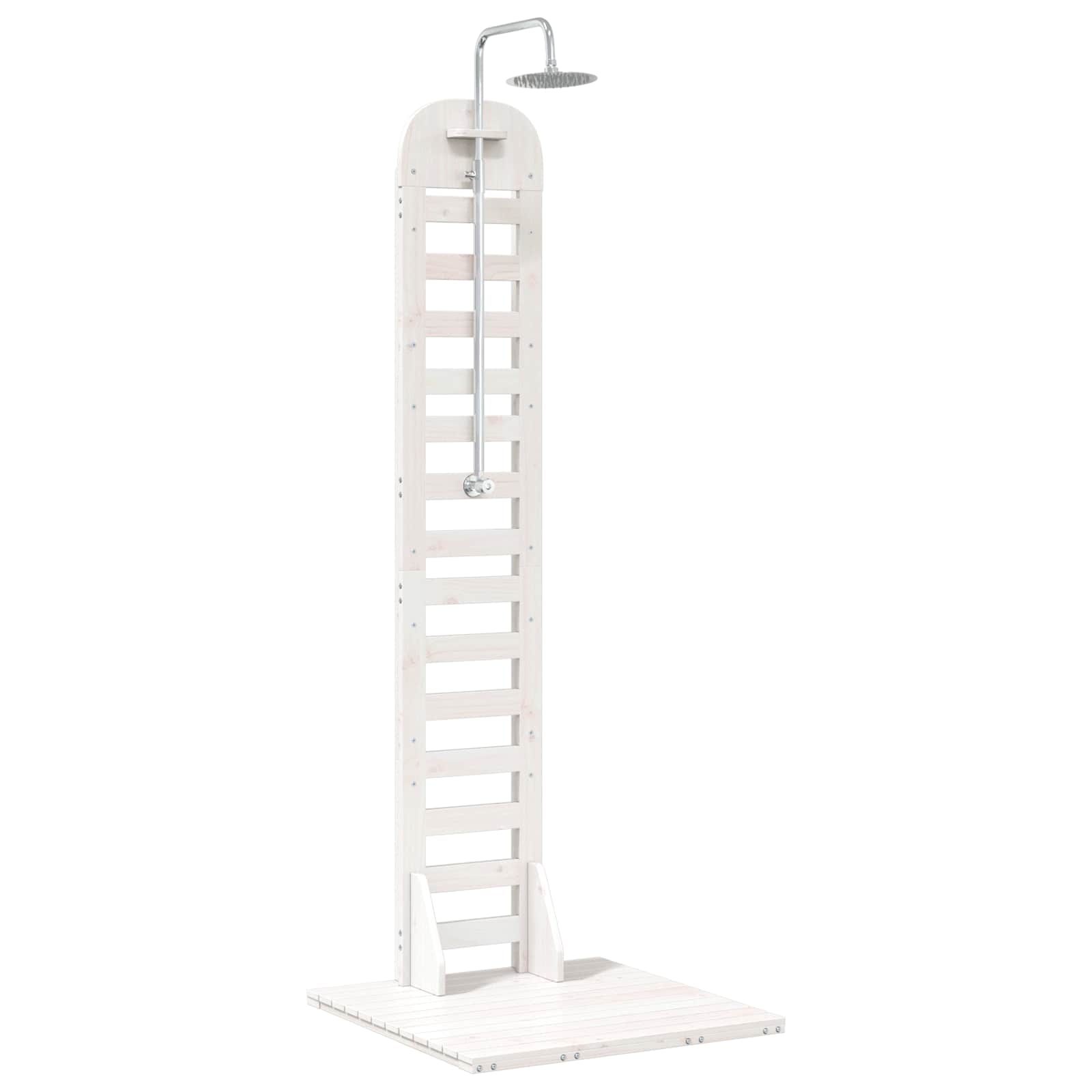 Outdoor-Dusche 223 cm Massivholz Kiefer und Edelstahl Weiß