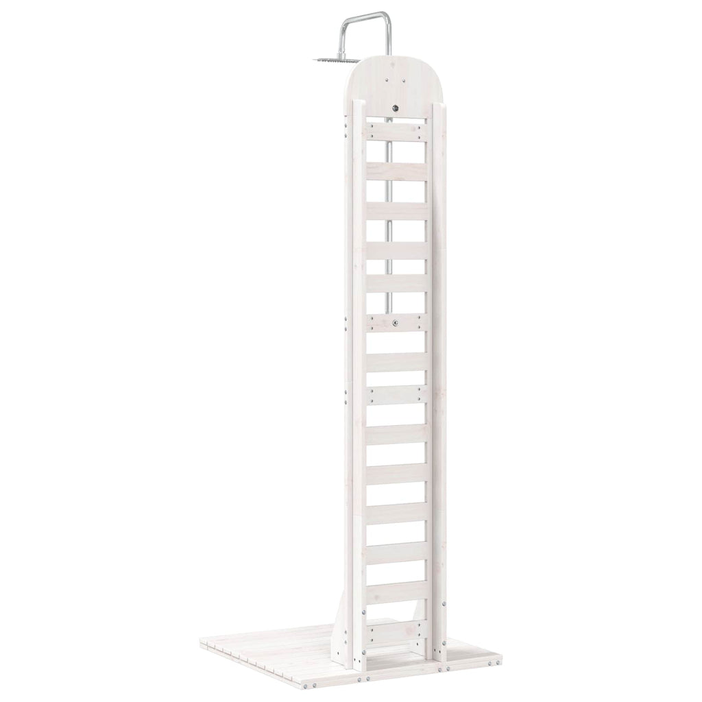 Outdoor-Dusche 223 cm Massivholz Kiefer und Edelstahl Weiß