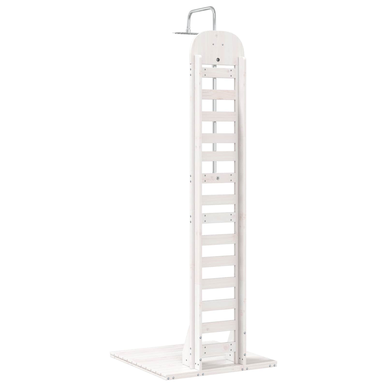 Outdoor-Dusche 223 cm Massivholz Kiefer und Edelstahl Weiß
