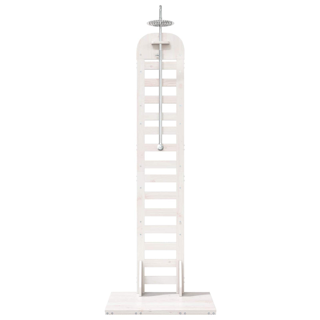 Gartendusche 223 cm Massivholz Kiefer und Edelstahl Weiß