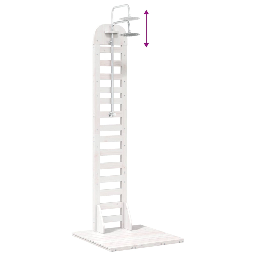 Outdoor-Dusche 223 cm Massivholz Kiefer und Edelstahl Weiß