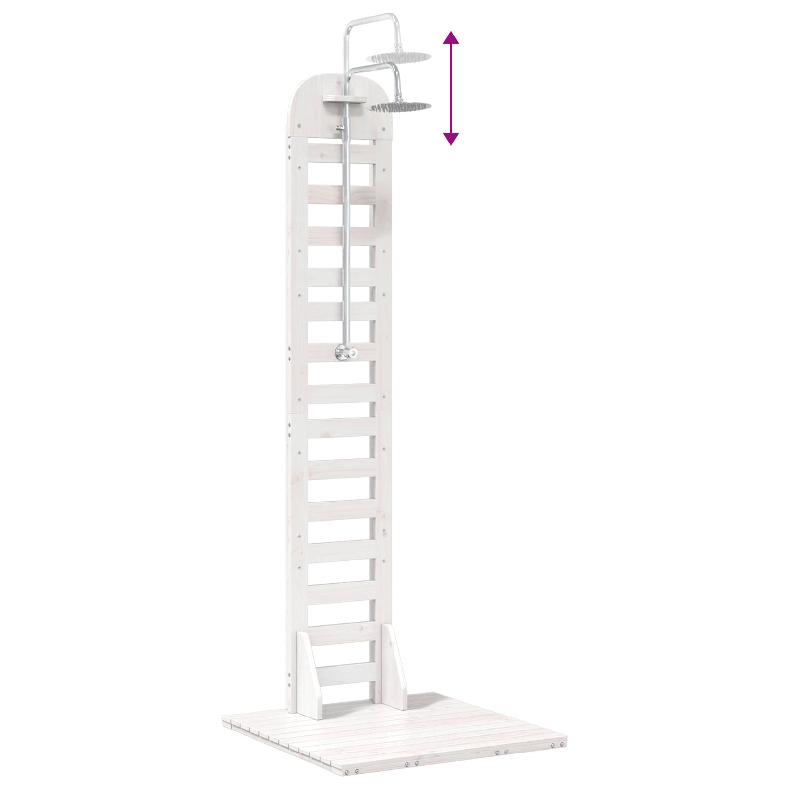 Outdoor-Dusche 223 cm Massivholz Kiefer und Edelstahl Weiß