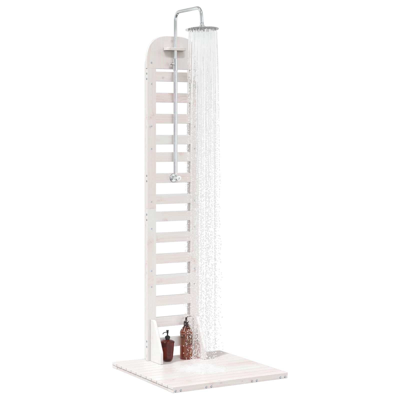 Outdoor-Dusche 223 cm Massivholz Kiefer und Edelstahl Weiß