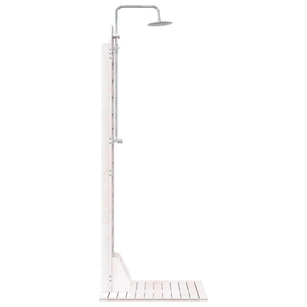 Outdoor-Dusche 223 cm Massivholz Kiefer und Edelstahl Weiß