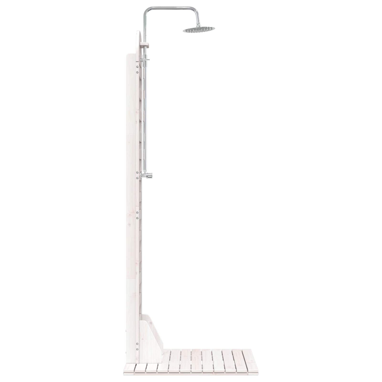 Outdoor-Dusche 223 cm Massivholz Kiefer und Edelstahl Weiß