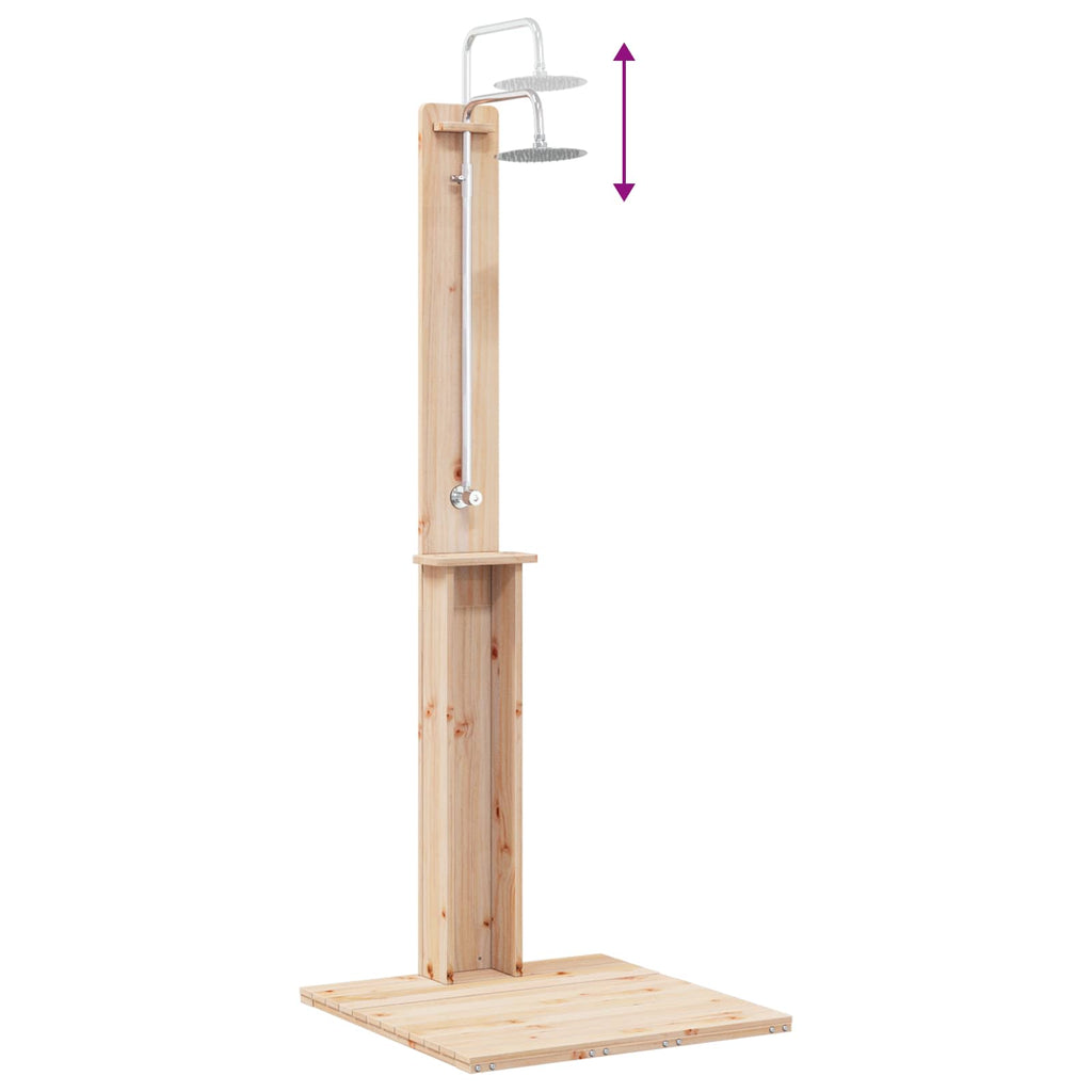 Outdoor-Dusche 206 cm Massivholz Kiefer und Edelstahl Natur