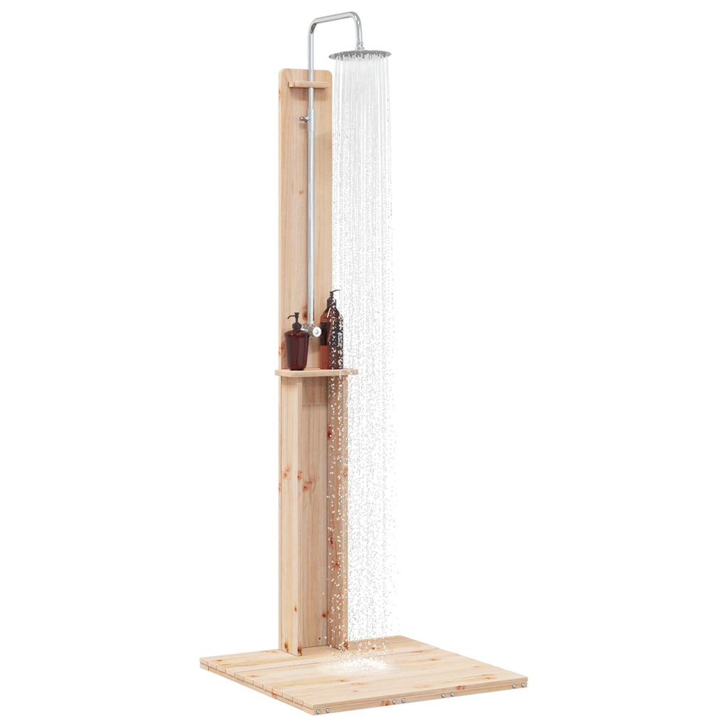Outdoor-Dusche 206 cm Massivholz Kiefer und Edelstahl Natur