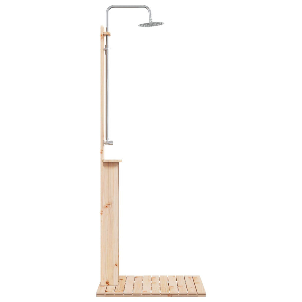 Outdoor-Dusche 206 cm Massivholz Kiefer und Edelstahl Natur