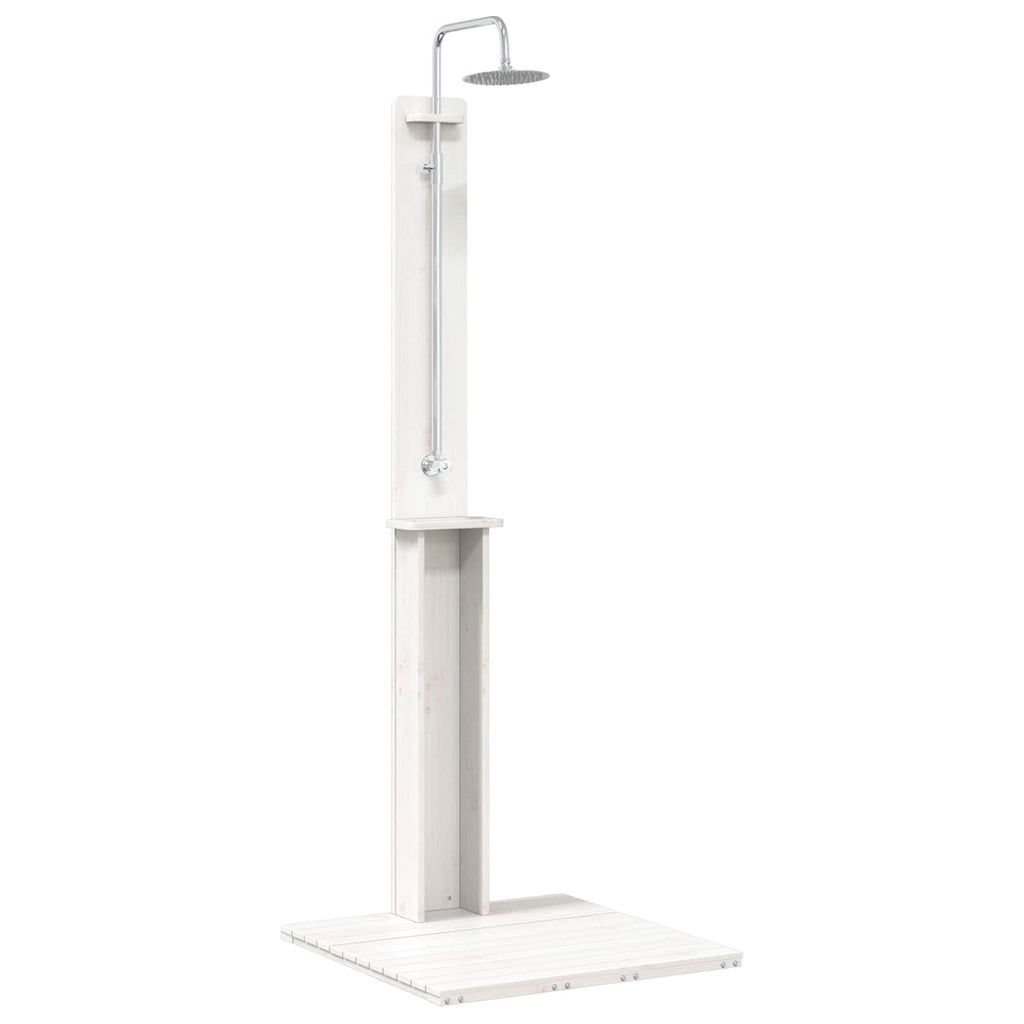 Outdoor-Dusche 206 cm Massivholz Kiefer und Edelstahl Weiß