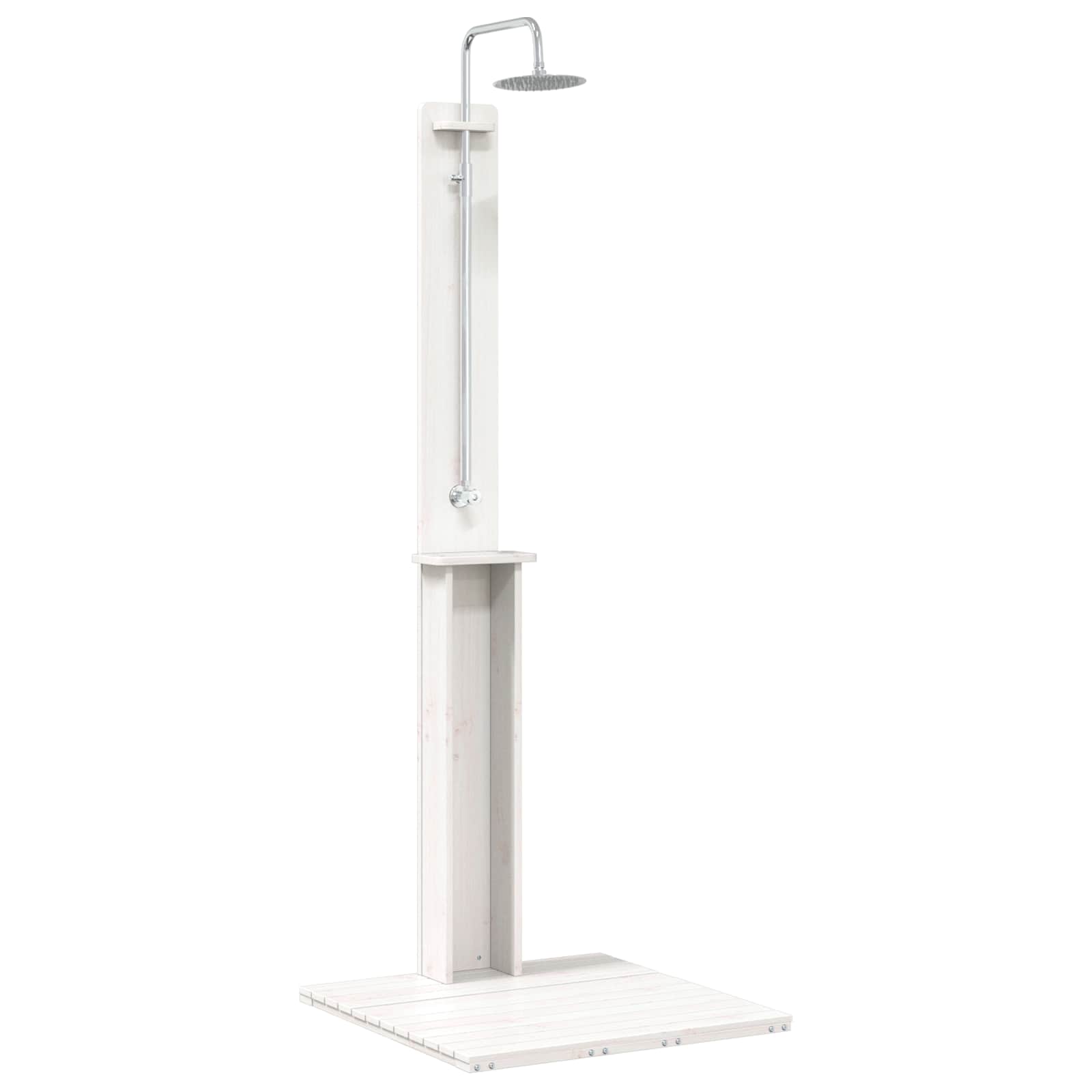 Outdoor-Dusche 206 cm Massivholz Kiefer und Edelstahl Weiß