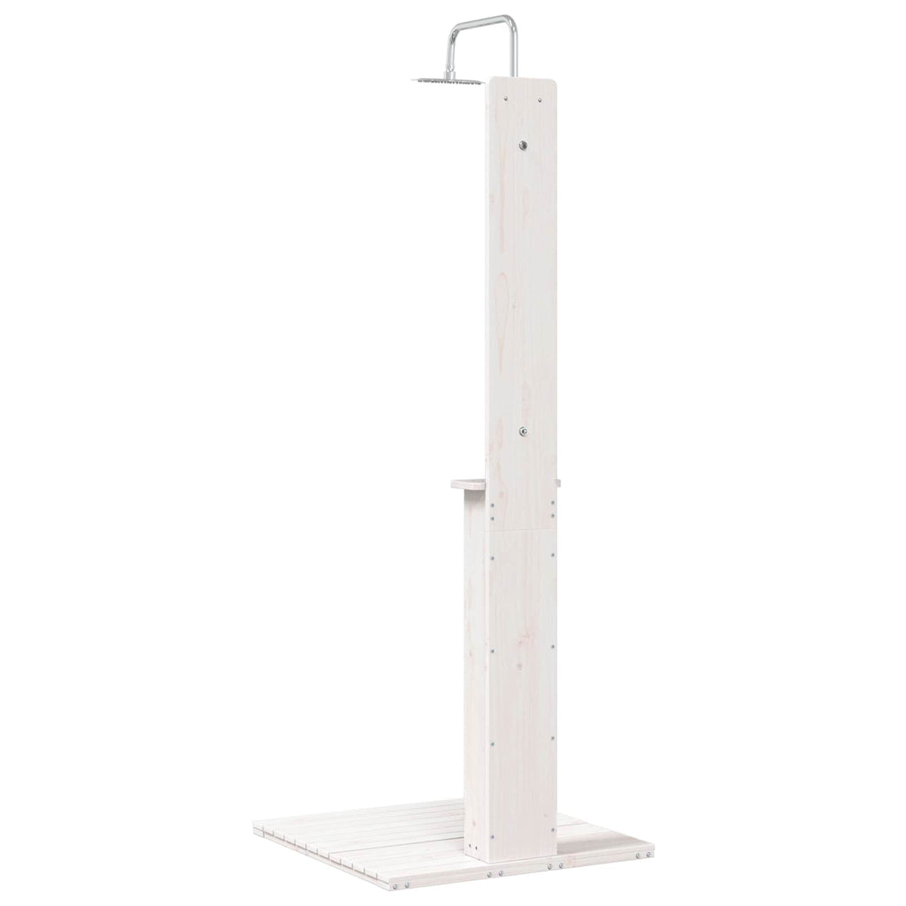 Outdoor-Dusche 206 cm Massivholz Kiefer und Edelstahl Weiß