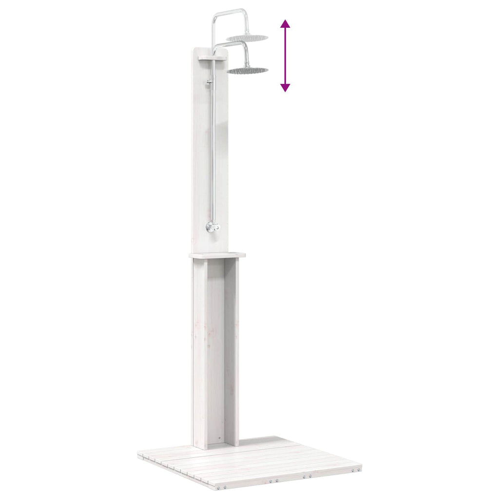 Outdoor-Dusche 206 cm Massivholz Kiefer und Edelstahl Weiß