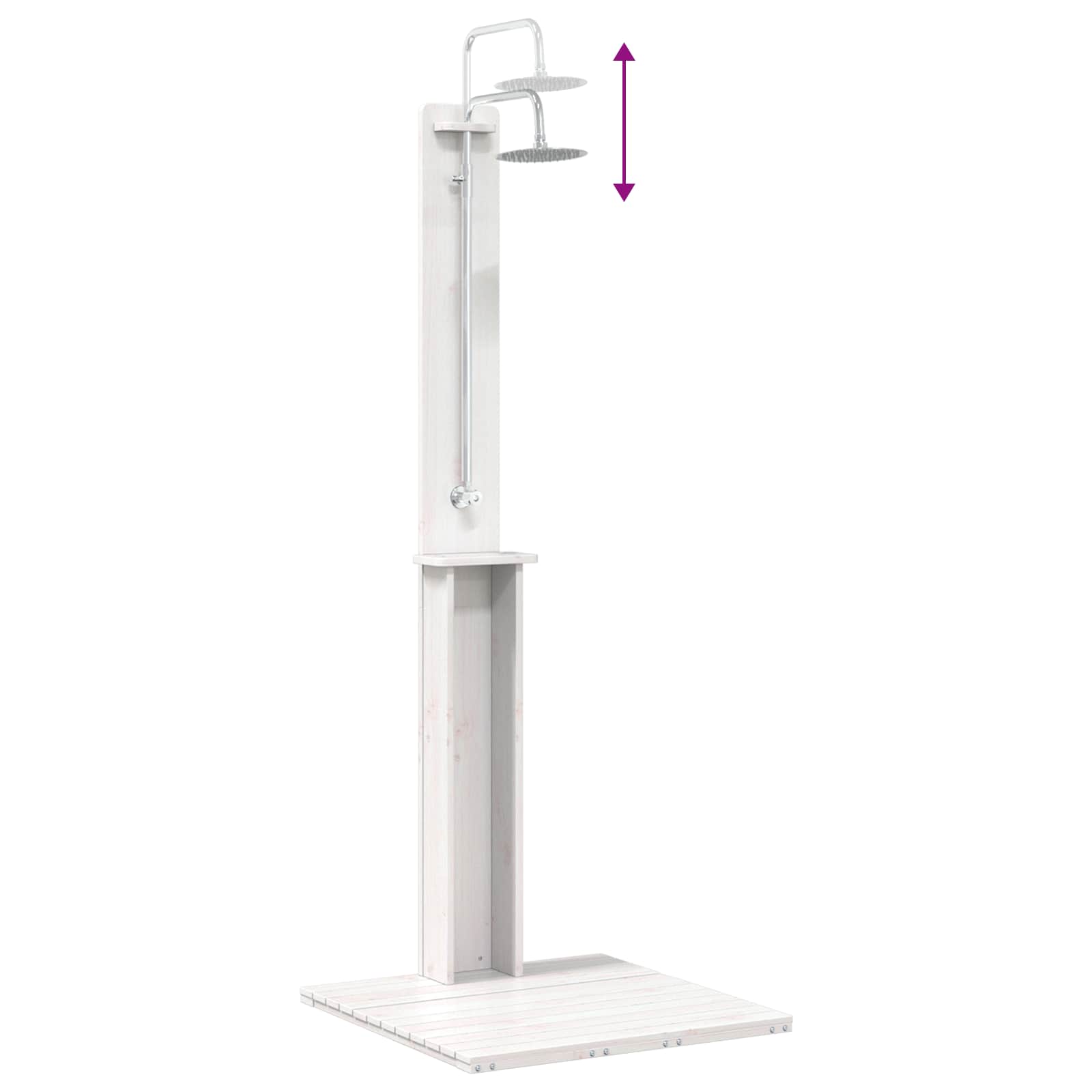 Outdoor-Dusche 206 cm Massivholz Kiefer und Edelstahl Weiß