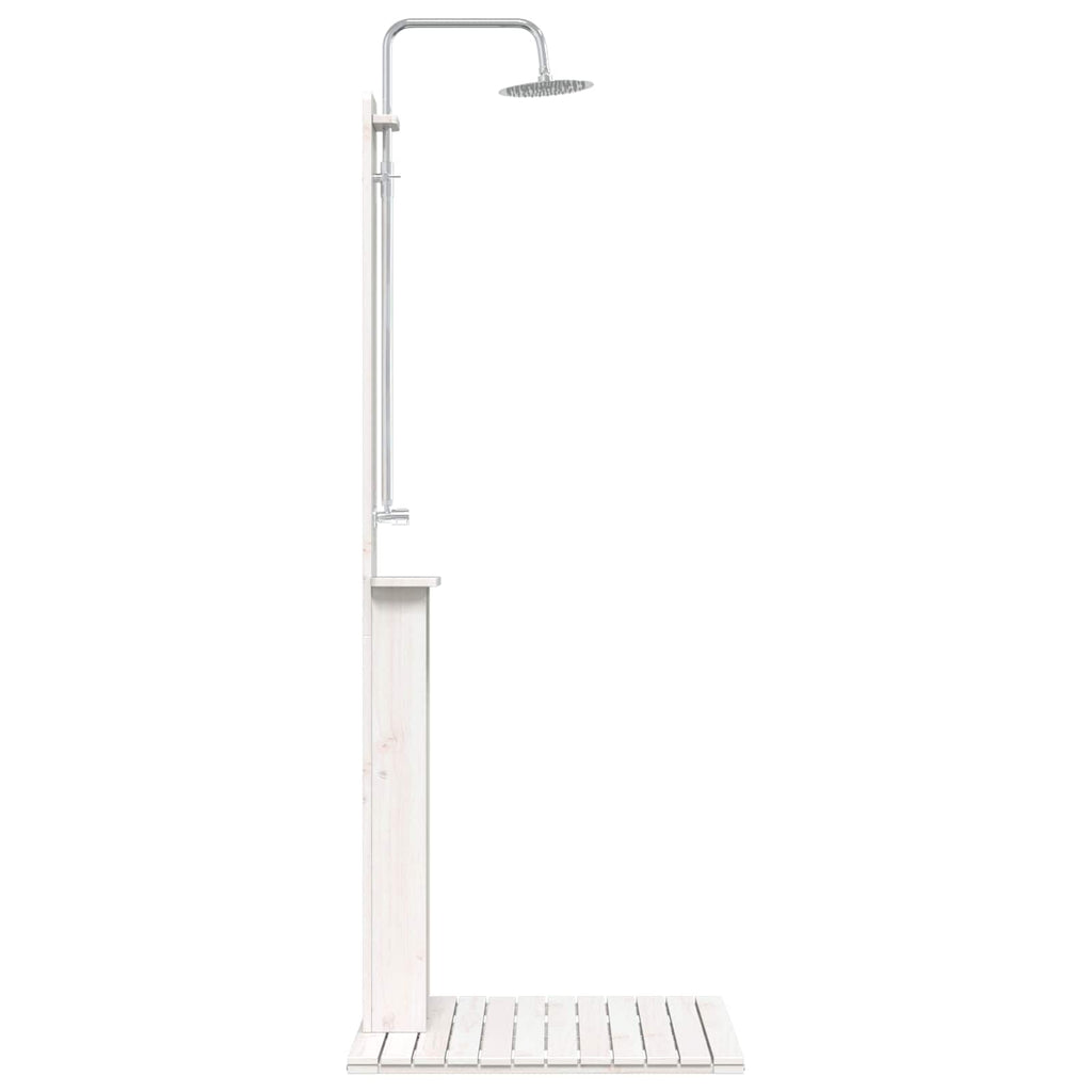 Outdoor-Dusche 206 cm Massivholz Kiefer und Edelstahl Weiß