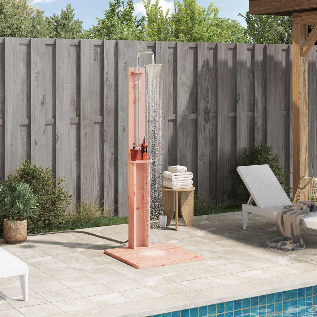 Outdoor-Dusche 206 cm Massives Douglasholz und Edelstahl Natur